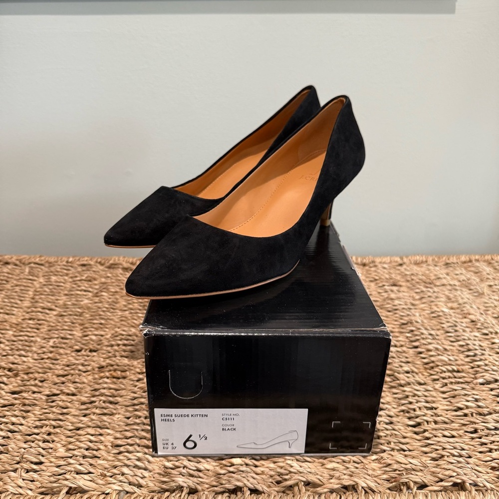 NEW J Crew Esme Black Suede Kitten Heels